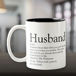 Black and White Modern Cool Husband Definition  Two-Tone Coffee Mug
