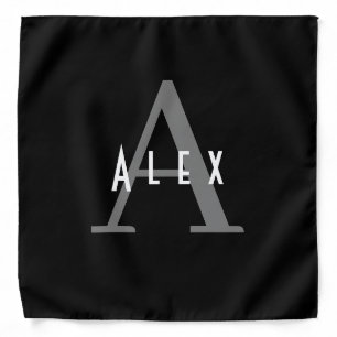 Black and White Modern Custom Monogram Bandana