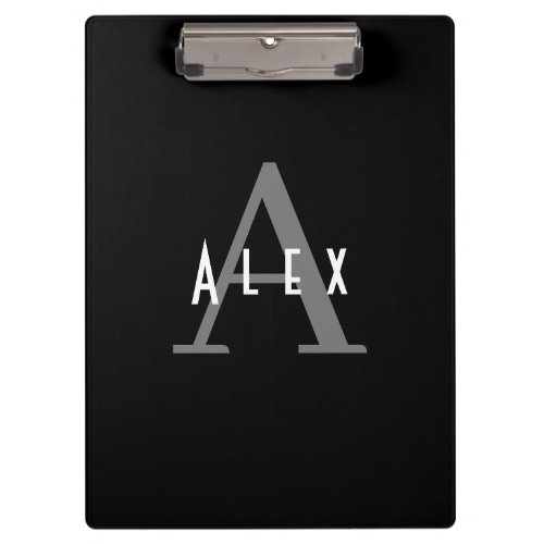 Black and White Modern Custom Monogram Clipboard