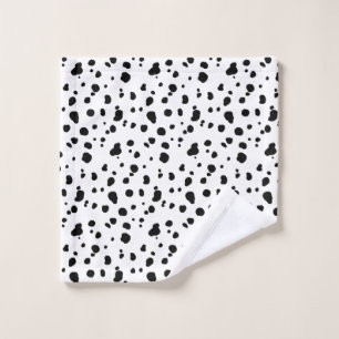 Black and White Modern Dalmatian Spots Bath Towel Set