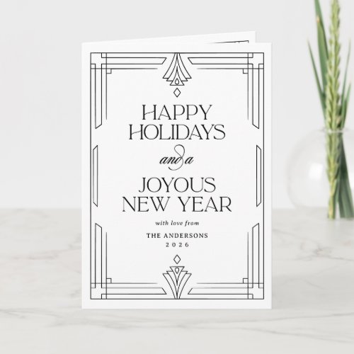 Black and White Modern Deco Happy Holidays | Photo Holiday Card