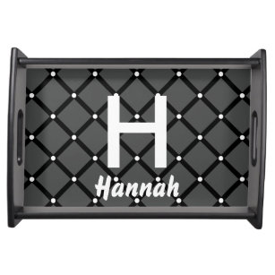 Black and White Modern Diamonds Gothic Style Serving Tray