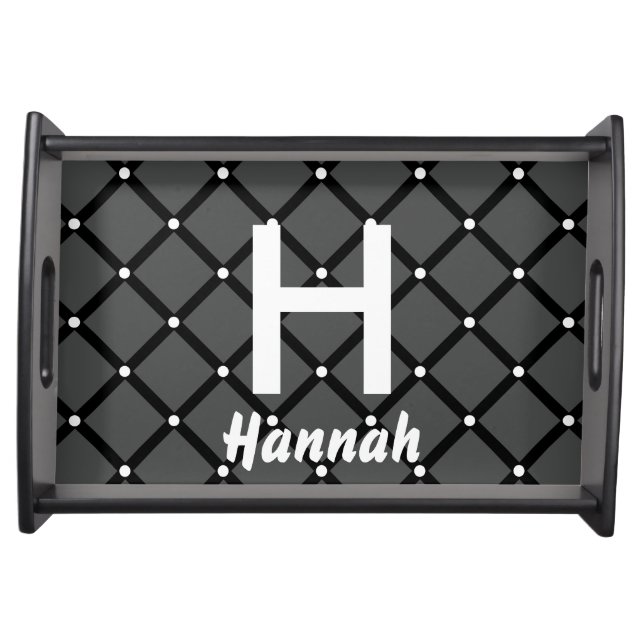 Black and White Modern Diamonds Gothic Style Serving Tray (Front)