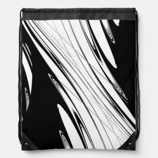 Black and White Modern Drawstring Bag
