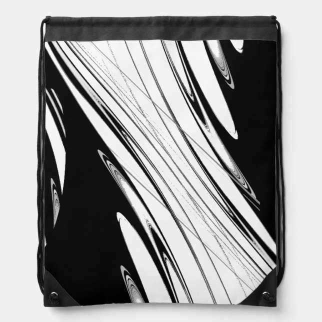 Black and White Modern Drawstring Bag (Front)