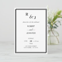 Black and White Modern Elegance Border Wedding