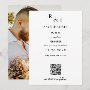 Black and White Modern Elegance Photo Wedding Save The Date