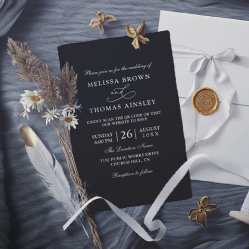 Black and White Modern Elegance QR Code Wedding Invitation