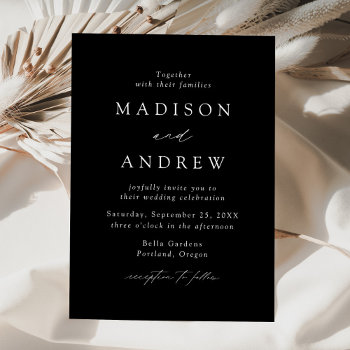 Black And White Modern Elegance Wedding Invitation by latebloom at Zazzle