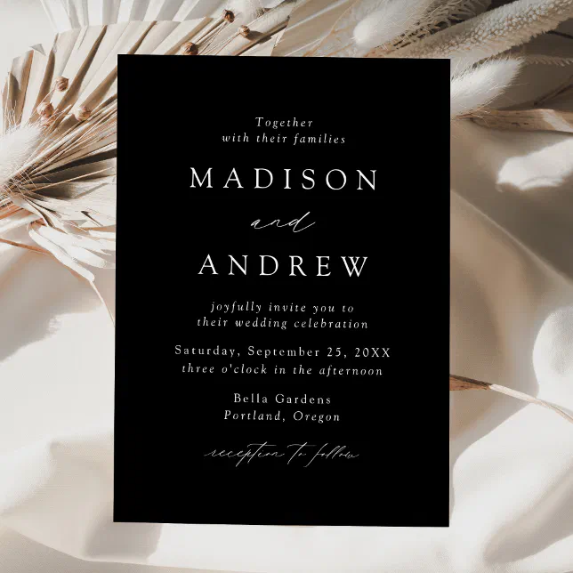 Black and White Modern Elegance Wedding Invitation | Zazzle