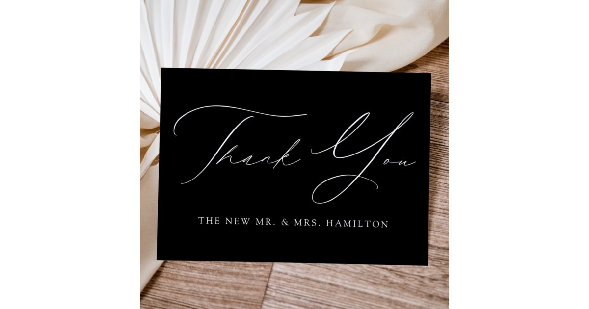 Black and White Modern Elegance Wedding Thank You Card | Zazzle