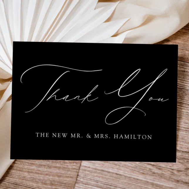 Black and White Modern Elegance Wedding Thank You Card | Zazzle