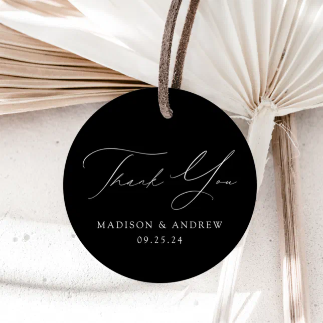 Black and White Modern Elegance Wedding Thank You Favor Tags | Zazzle