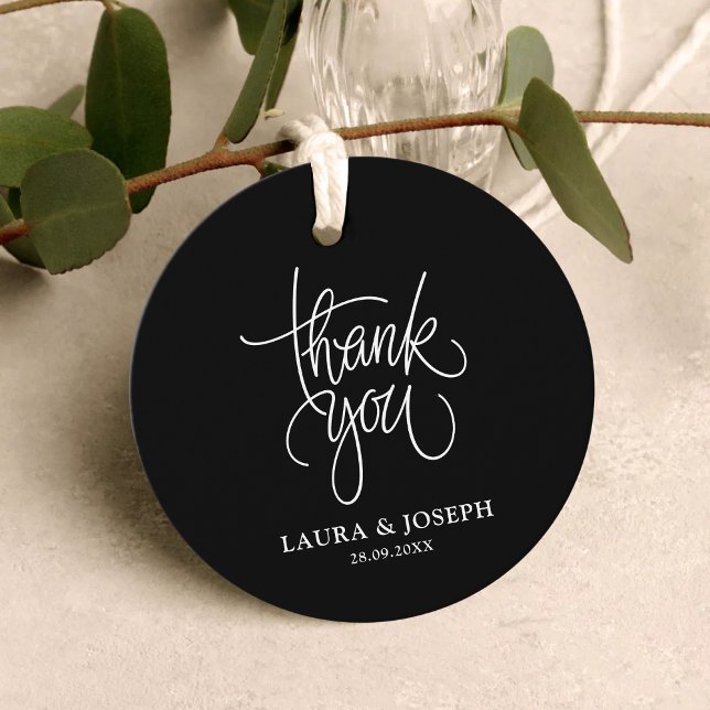Black and White Modern Elegance Wedding Thank You Favor Tags (Creator Uploaded)