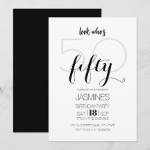 Black And White Modern Elegant 50 Birthday 