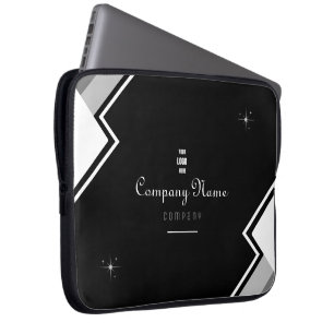 Black And White Modern Elegant Personalized Lapto Laptop Sleeve