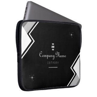 Black And White Modern Elegant Personalized Lapto Laptop Sleeve