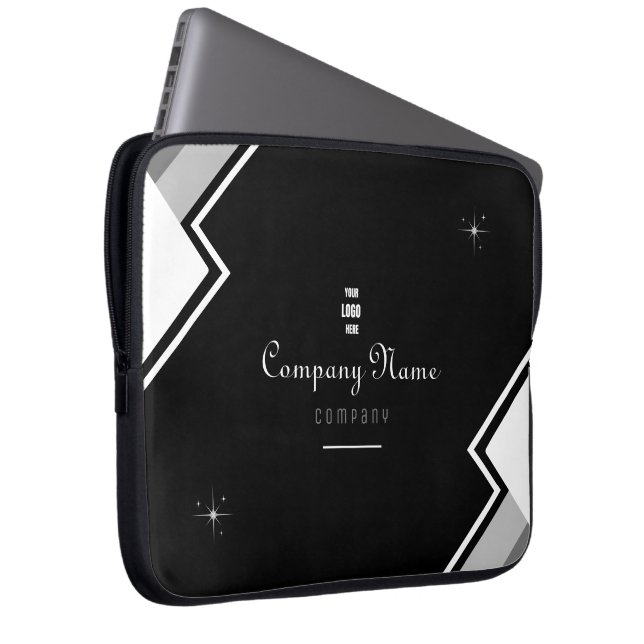 Black And White Modern Elegant Personalized  Lapto Laptop Sleeve (Front Right)