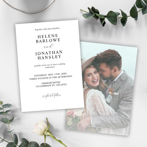 Black And White Modern Elegant Photo Wedding Invitation