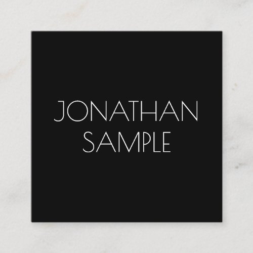 Black And White Modern Elegant Simple Template Square Business Card