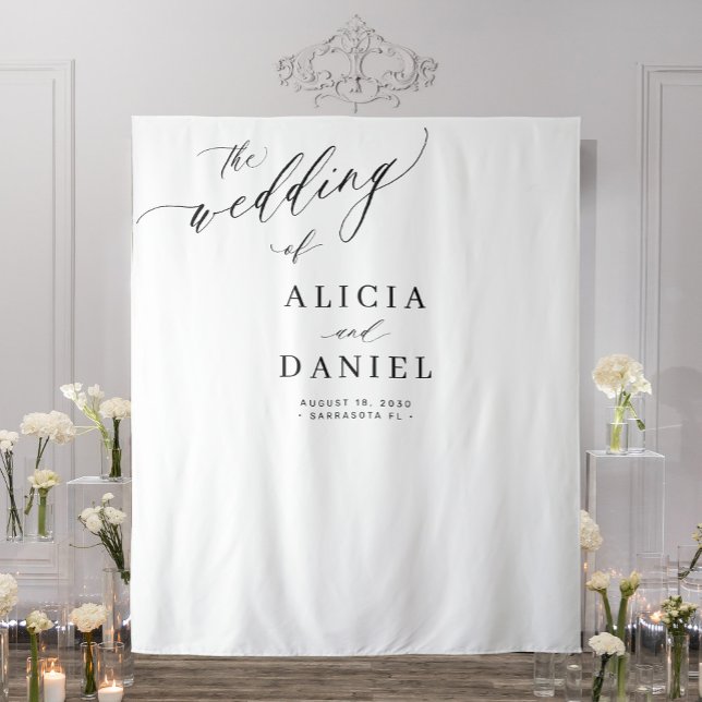 Black and white modern elegant wedding backdrop (Creator Uploaded)