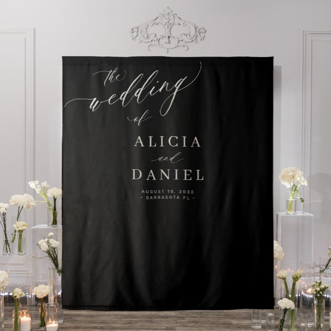 Black and white modern elegant wedding backdrop (Creator Uploaded)