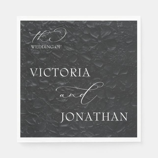 Black And White Modern Elegant Wedding Napkins (Front)