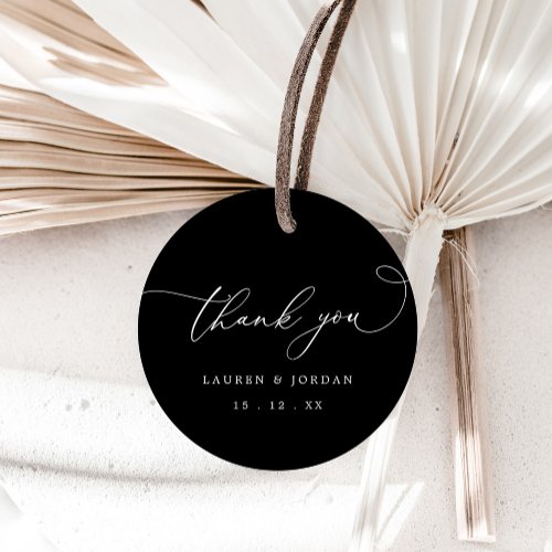 Black and White Modern Elegant Wedding Thank You Favor Tags