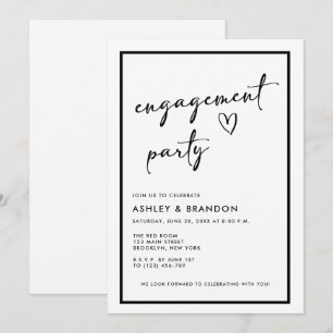 Black and White Modern Engagement Party Invitation