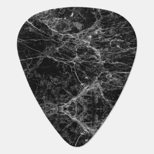 Black and White Modern Faux Marble Pattern Guitar Pick