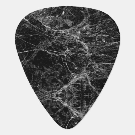 Black And White Modern Faux Marble Pattern Guitar Pick