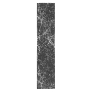 Black and White Modern Faux Marble Pattern Short Table Runner