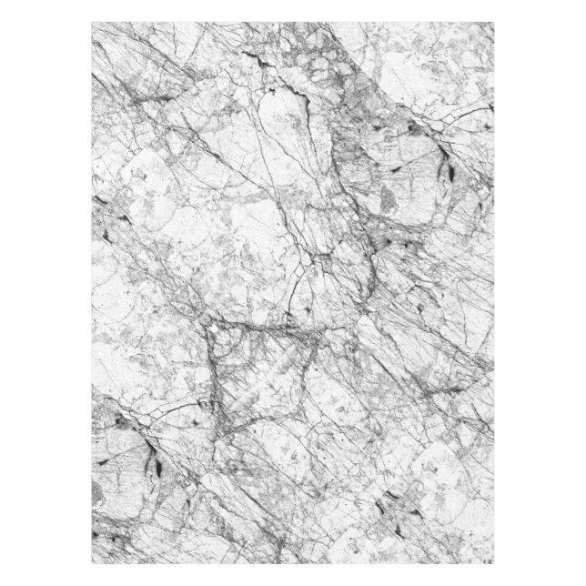 Black and White Modern Faux Marble Pattern Tablecloth (Front)
