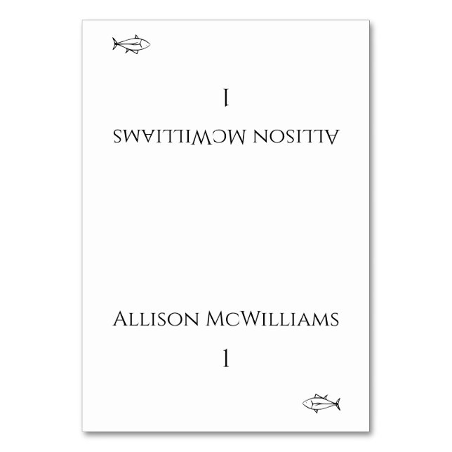 Black and White-Modern-Fish Icon- Table Number (Front)