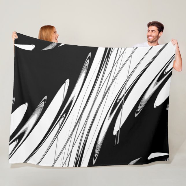 Black and White Modern Fleece Blanket (In Situ)