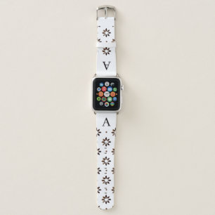 Black and white modern floral apple watch band