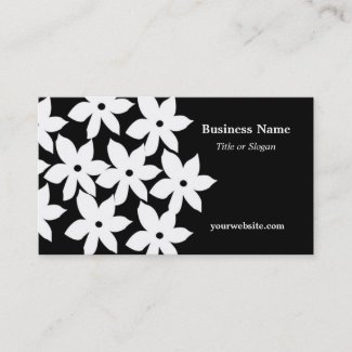 Black and White Modern Floral Business Card