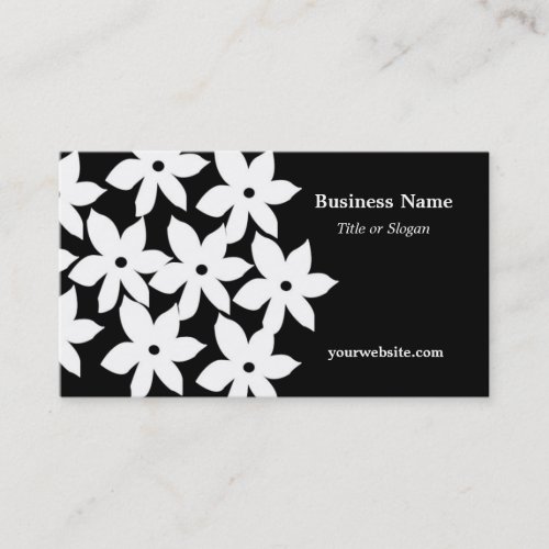 Black and White Modern Floral Business Card Template