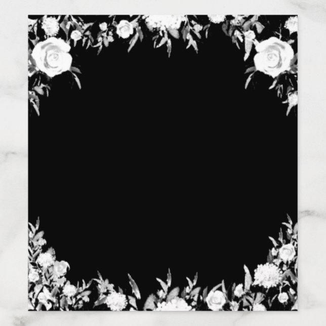 Black and White Modern Floral Envelope Liner (Design)