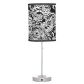 Black and White Modern Floral Paisley Pattern Table Lamp (Back)