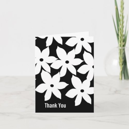 Black and White Modern Floral Thank You