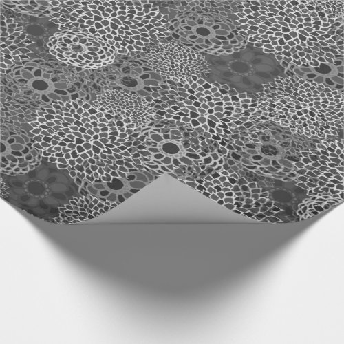 Black and White Modern Floral Wrapping Paper