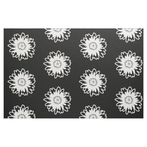 Black and White Modern Flower Fabric