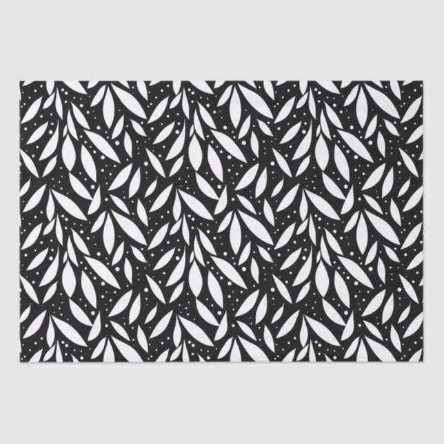 Black and White Modern Foliage Tissue Paper (Front)
