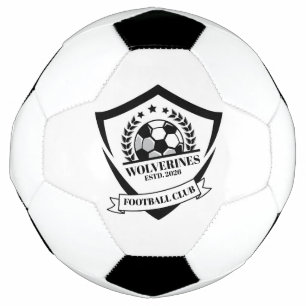 Black and White Modern Football Club Logo Custom Soccer Ball