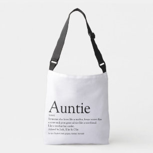 Black and White Modern Fun Aunt Auntie Definition Crossbody Bag