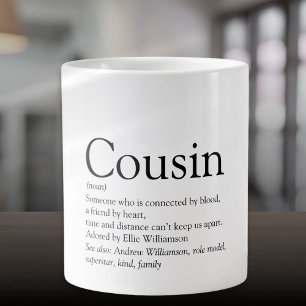 Black and White Modern Fun Cool Cousin Definition Giant Coffee Mug