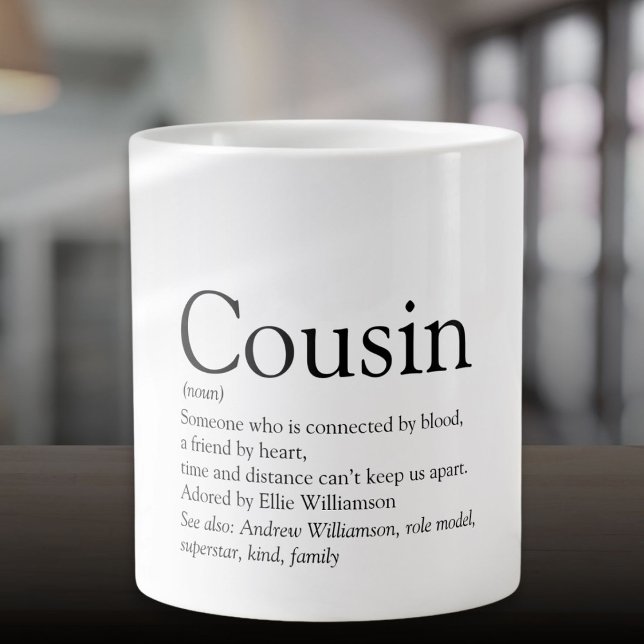 Black and White Modern Fun Cool Cousin Definition Giant Coffee Mug (Black and White Modern Fun Cool Cousin Definition Giant Coffee Mug)