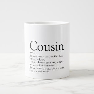 Black and White Modern Fun Cool Cousin Definition Giant Coffee Mug