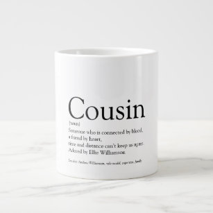 Black and White Modern Fun Cool Cousin Definition Giant Coffee Mug